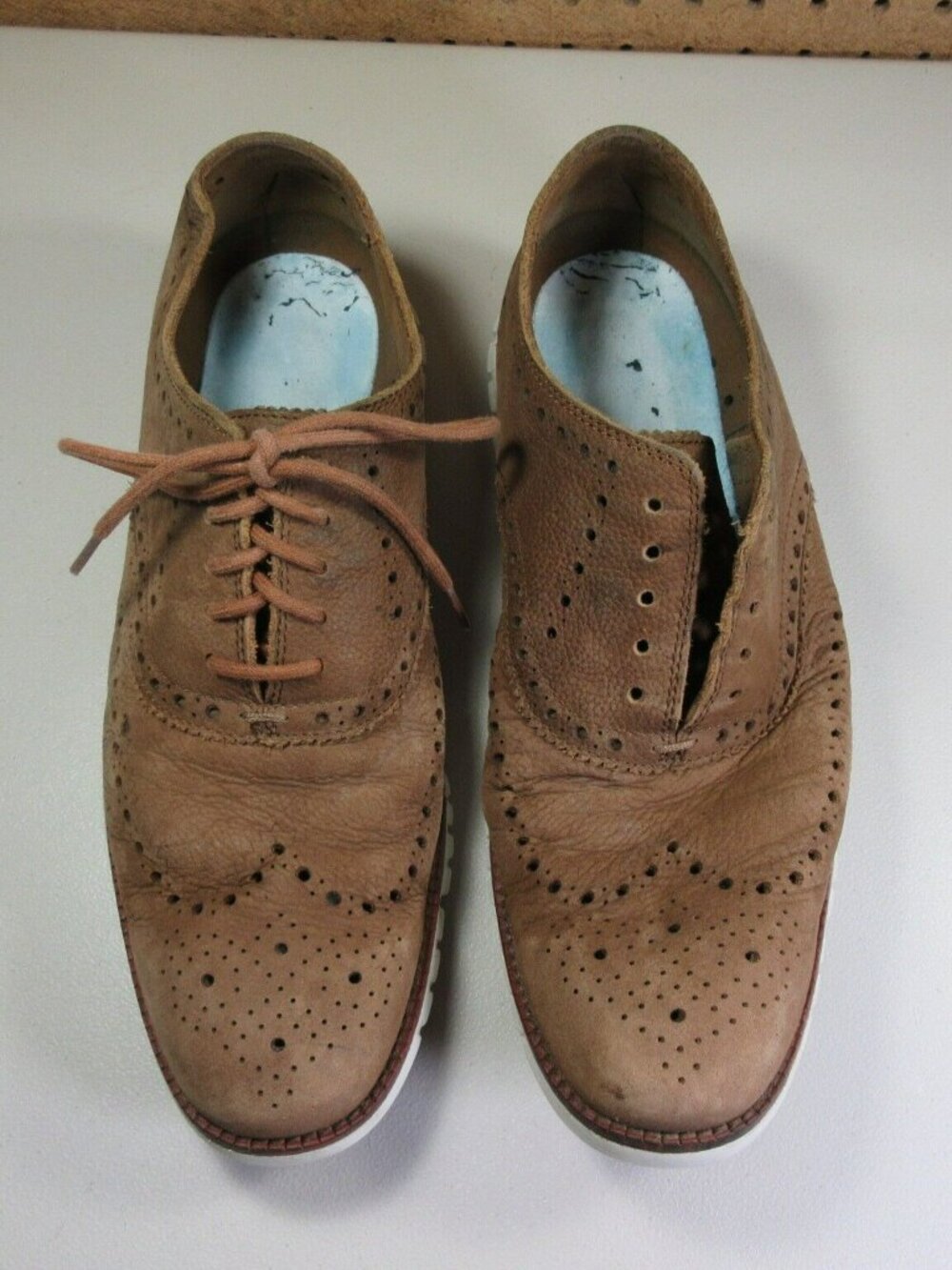 Cole Haan mens brown ZeroGrand nubuck eyelet wingtip oxfords 11.5 M